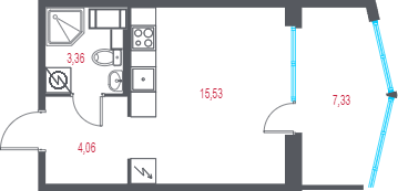 Студия 26,6 м²