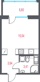 Студия 24,3 м²
