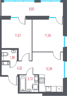 2 ккв 47,1 м²