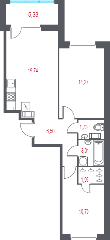 3 ккв (Евро) 59,5 м²