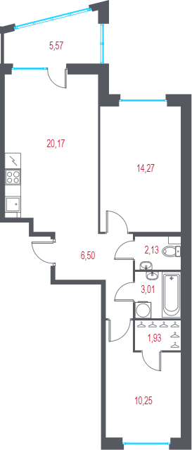 3 ккв (Евро) 59,9 м²