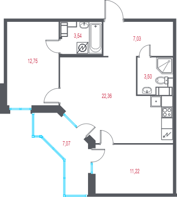 3 ккв (Евро) 62,5 м²