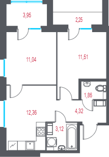 3 ккв (Евро) 59,5 м²