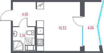 Студия 24,4 м²