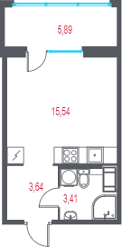 Студия 24,4 м²