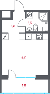 Студия 25,6 м²