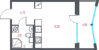 Студия 25,9 м²