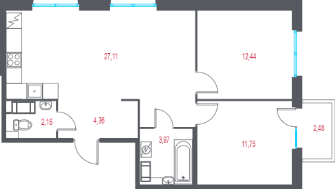 3 ккв (Евро) 62,5 м²