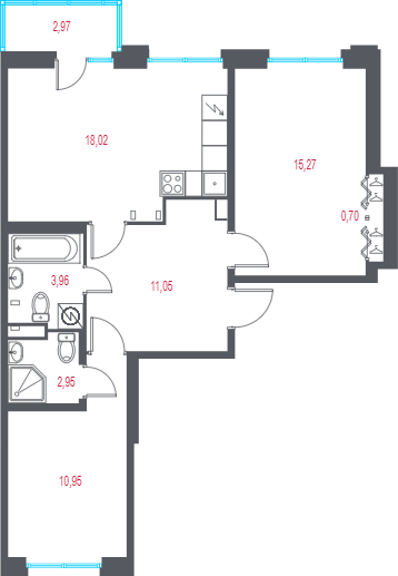 3 ккв (Евро) 63,8 м²