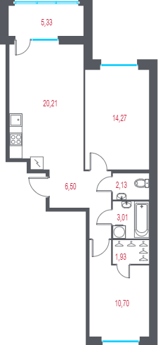 3 ккв (Евро) 60,4 м²