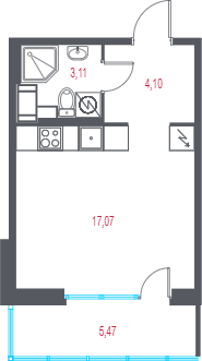 Студия 25,9 м²