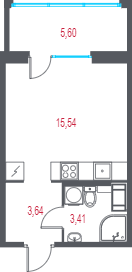 Студия 24,3 м²