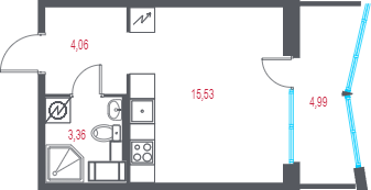 Студия 25,5 м²