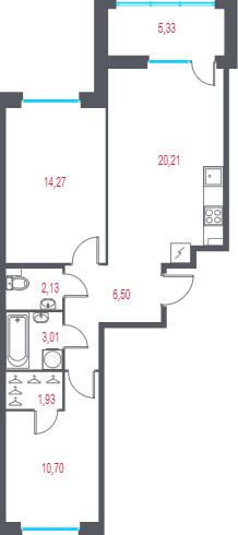3 ккв (Евро) 60,4 м²
