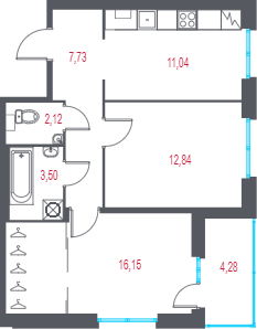 2 ккв 55,5 м²