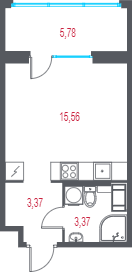 Студия 24 м²