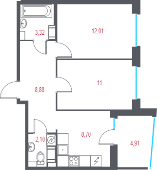2 ккв 48,5 м²