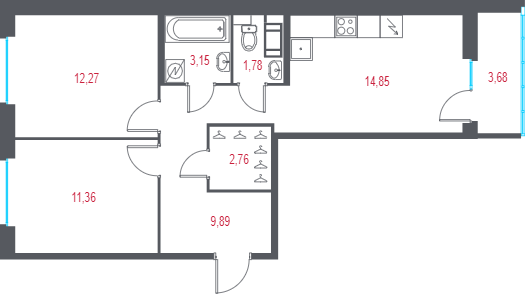 2 ккв 57,2 м²