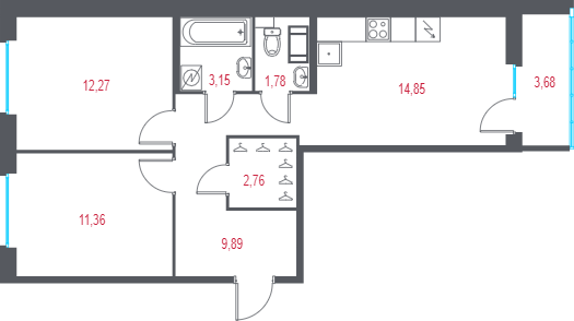 2 ккв 57,2 м²