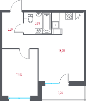 2 ккв (Евро) 41,7 м²