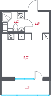 Студия 25,3 м²