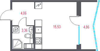 Студия 24,4 м²
