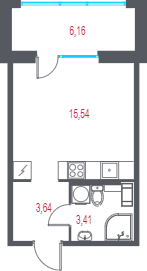 Студия 24,4 м²