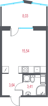 Студия 25 м²