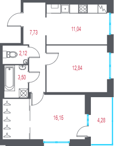 2 ккв 55,5 м²
