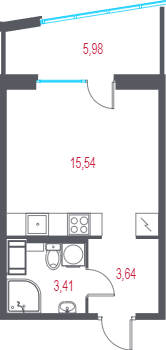 Студия 24,4 м²