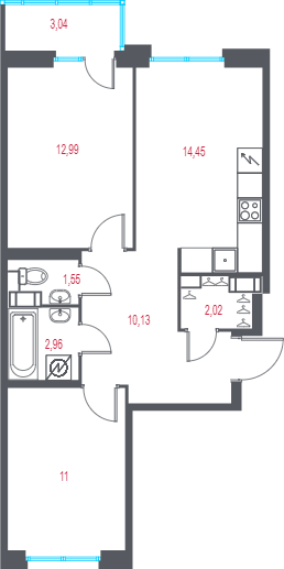2 ккв 56 м²