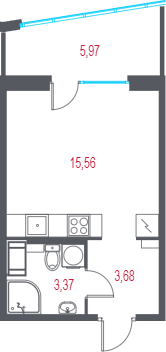 Студия 24,4 м²