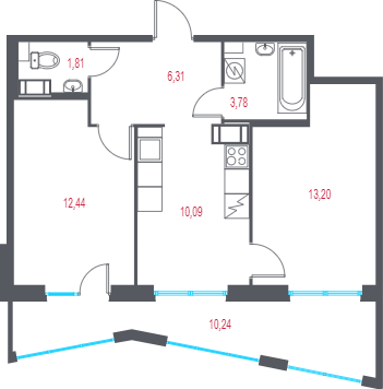2 ккв 50,7 м²