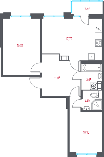 3 ккв (Евро) 63 м²