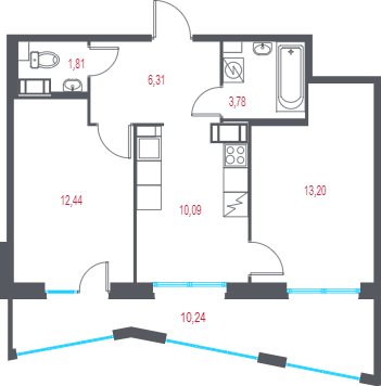 2 ккв 50,7 м²