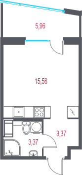 Студия 24,1 м²