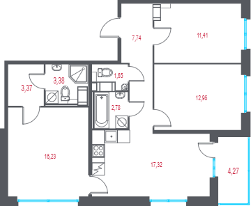 4 ккв (Евро) 79 м²