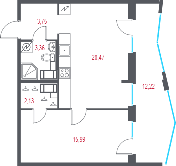 2 ккв (Евро) 49,4 м²