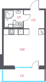 Студия 26,2 м²