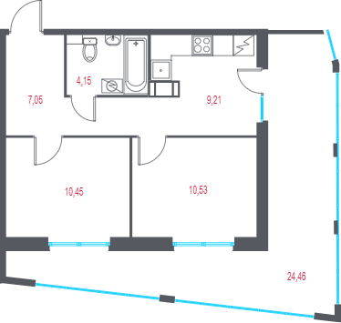 2 ккв 48,7 м²