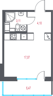 Студия 25,9 м²