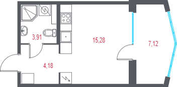 Студия 25,5 м²