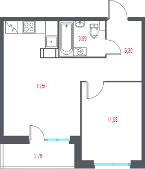 2 ккв (Евро) 41,7 м²
