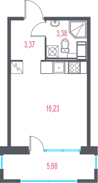 Студия 24,7 м²