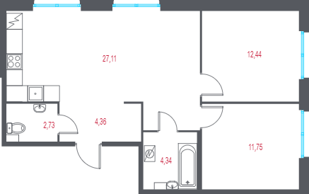 3 ккв (Евро) 62,7 м²