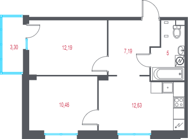 2 ккв 48,5 м²