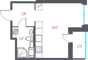 Студия 25,6 м²