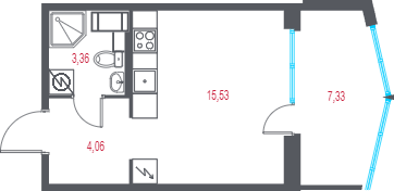 Студия 26,6 м²