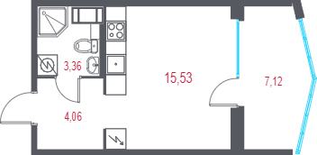 Студия 25,1 м²