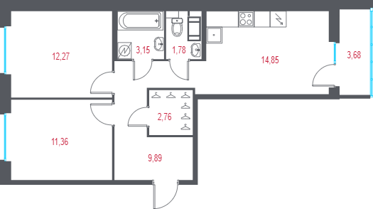 2 ккв 57,2 м²